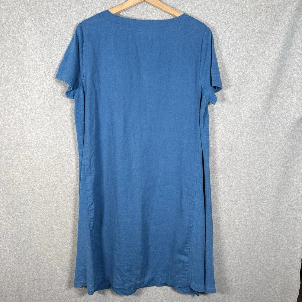 J. Jill Pure Jill Linen Dress Womens Large Blue Midi/maxi - Picture 3 of 8